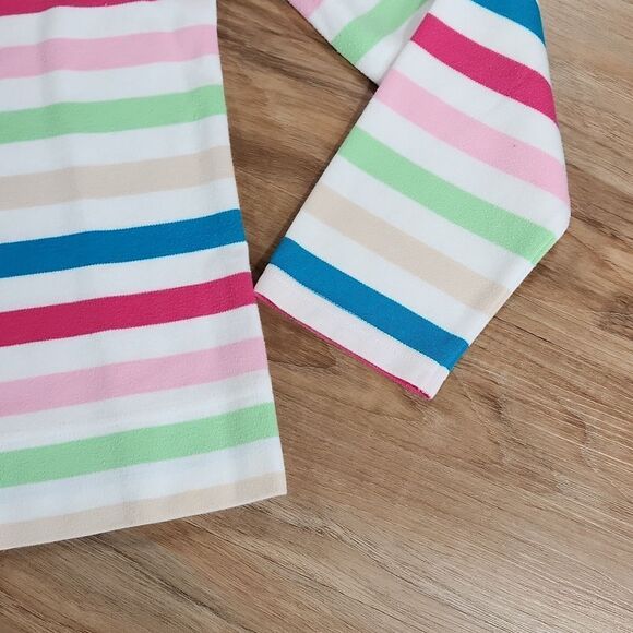 🔺️Mountain Lake White & Multicolored Stripe Button Cardigan Medium - Picture 5 of 10